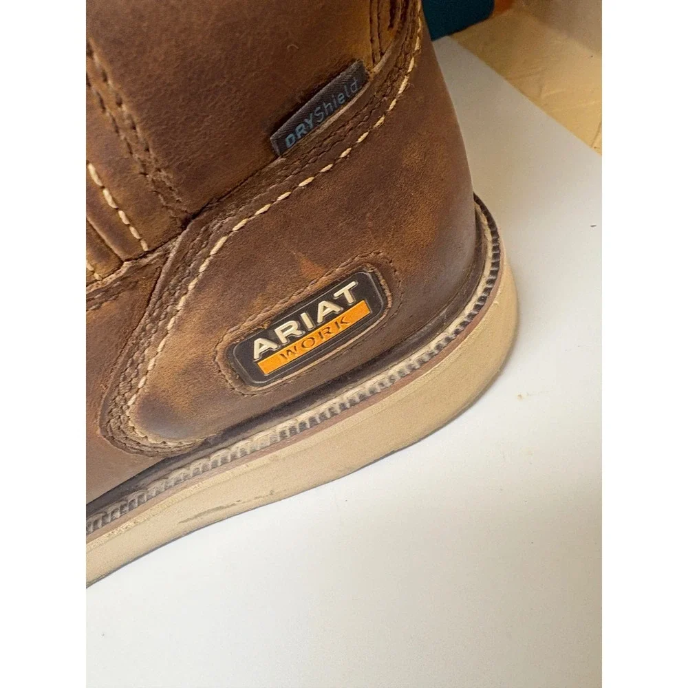 Ariat Mens 11EE Brown Leather Composite Toe Wedge Sole Work Boots